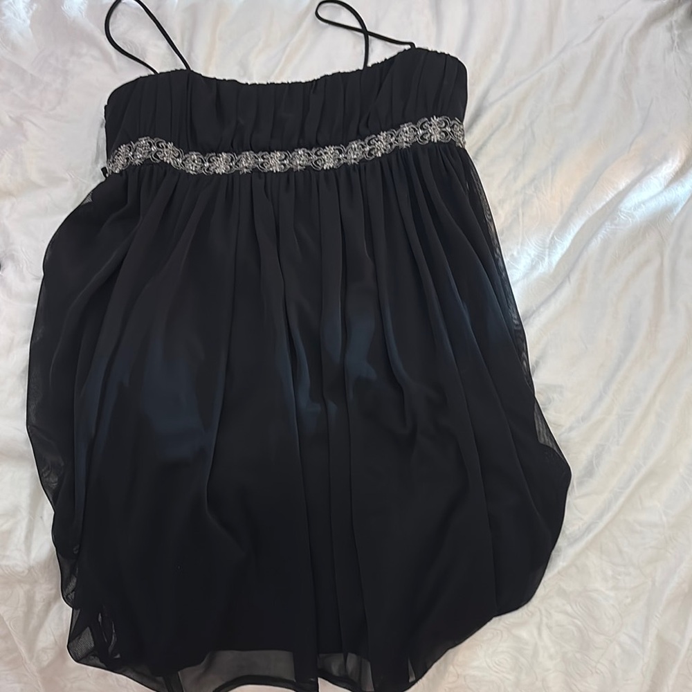 City Triangles Black Mini Dress with Silver Accents